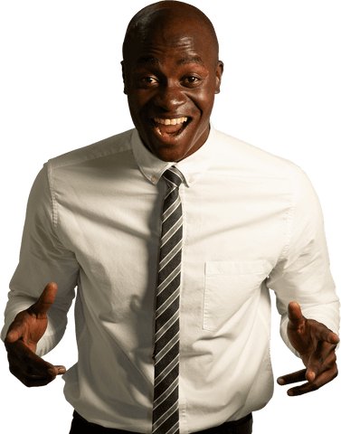 Smiling African American Businessman on Transparent Background