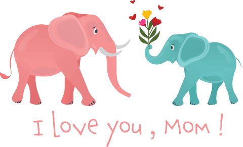 colorful elephant and i love you mom text on transparent background - Download Free Stock Videos Pikwizard.com