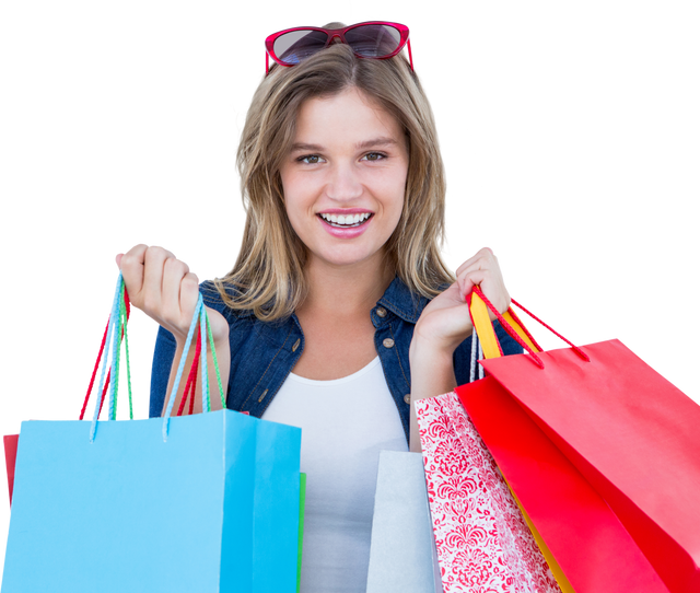 Happy Woman Holding Shopping Bags and Smiling Transparent Background - Download Free Stock Videos Pikwizard.com