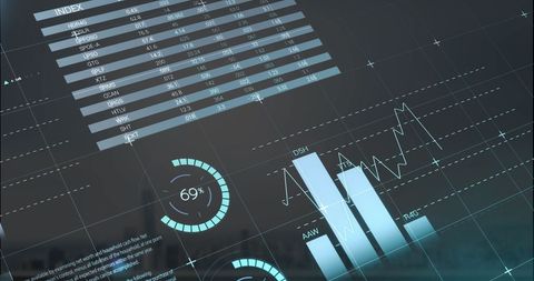 Futuristic Financial Interface Over City Sky - Download Free Stock Images Pikwizard.com