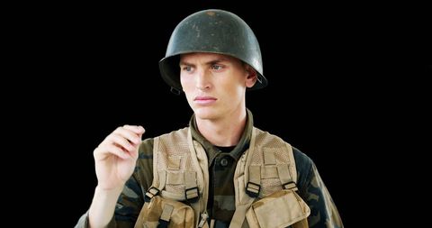 Caucasian Soldier Engaged with Virtual Technology Display - Download Free Stock Images Pikwizard.com