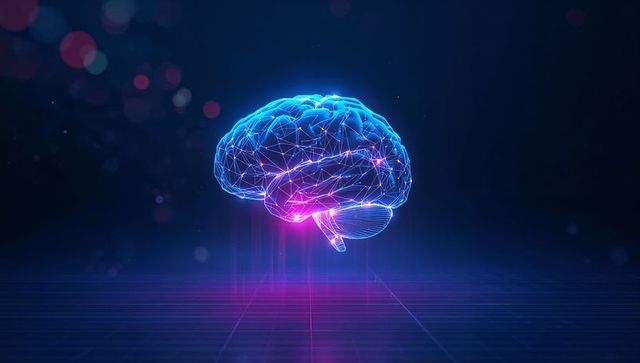 Futuristic 3D Digital Brain with Neon Effects
