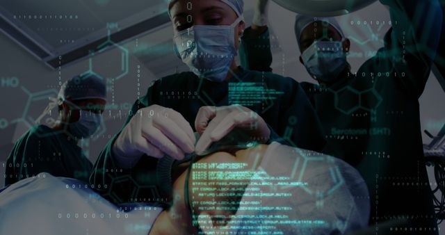 Image of data processing over diverse surgeons during surgery - Download Free Stock Photos Pikwizard.com