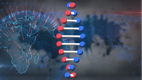 DNA Helix and Faded World Map Inspire Technological Innovation