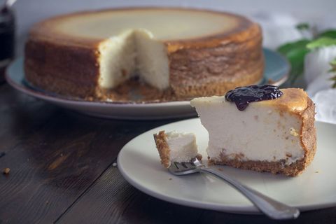 Classic New York Cheesecake Slice with Berry Topping