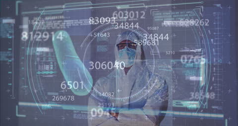 Scientist in PPE Analyzing Data for Pandemic Research