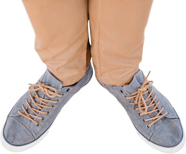 Close-up Low Section of Man in Casual Pants and Transparent Sneakers on White Background - Download Free Stock Videos Pikwizard.com