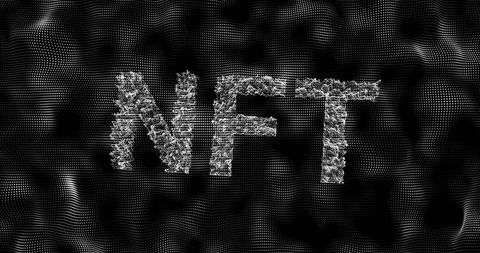 Dynamic nft text against futuristic digital background