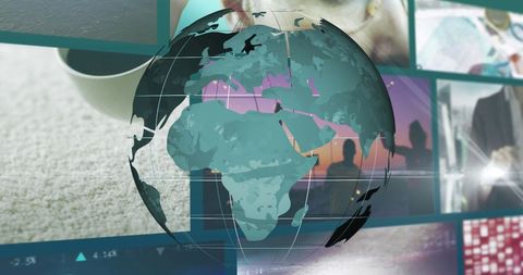 Digital Globe Over Screens Symbolizing Global Communication