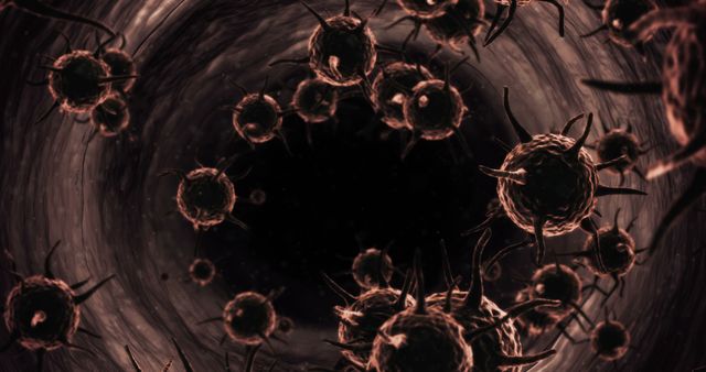 3D Visualization of Virus Cells in Dark Tunnel - Download Free Stock Images Pikwizard.com