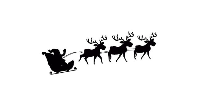 Silhouette of Santa's Sleigh and Reindeer on White Background - Download Free Stock Images Pikwizard.com