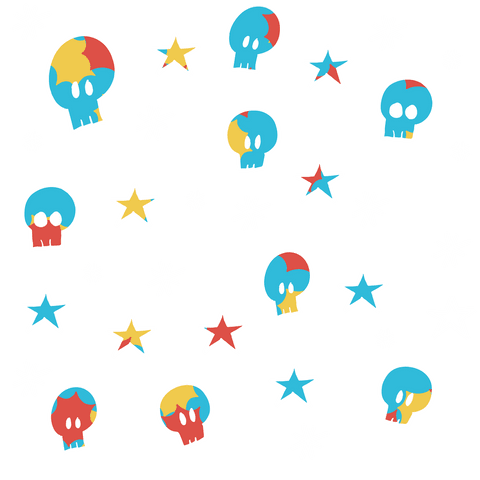 retro colorful skull and stars pattern on transparent background - Download Free Stock Videos Pikwizard.com