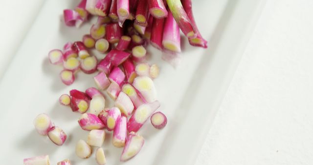 Chopped Pink Onion Stalks on White Background - Download Free Stock Images Pikwizard.com