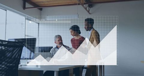 Professionals Analyzing Data with Graph in Modern Office