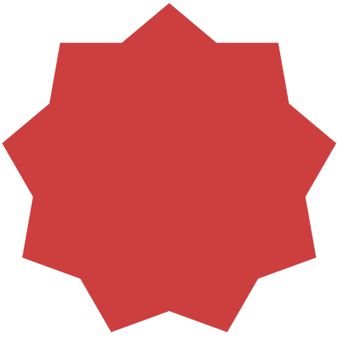 Red starburst sign with copy space on transparent background