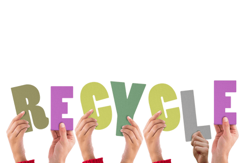 hands holding colorful word 'recycle' on transparent background - Download Free Stock Videos Pikwizard.com
