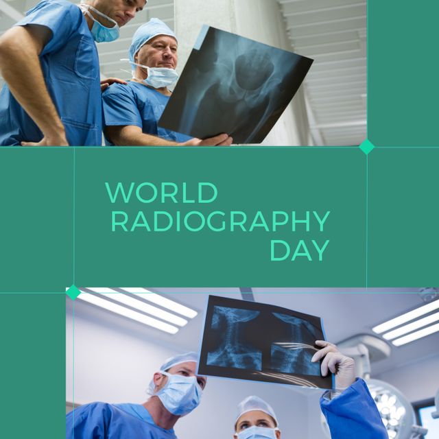 Medical Professionals Celebrating World Radiography Day with X-rays - Download Free Stock Templates Pikwizard.com