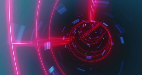 futuristic tunnel of neon lights and digital codes - Download Free Stock Images Pikwizard.com