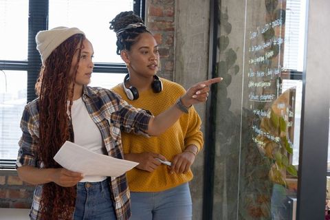 Creative collaboration and brainstorming in modern office