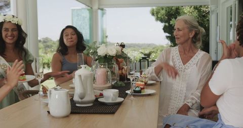 Joyful Outdoor Gathering with Women Celebrating Together