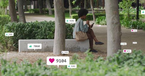 Social Media Engagement Visualized in Park Setting - Download Free Stock Images Pikwizard.com