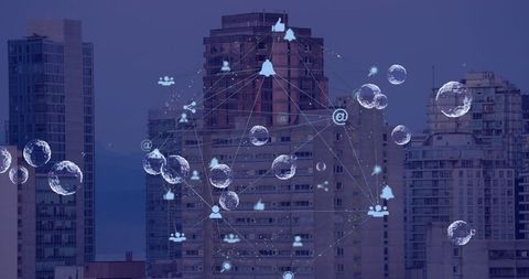 Digital Network and Connectivity Over Cityscape - Download Free Stock Images Pikwizard.com