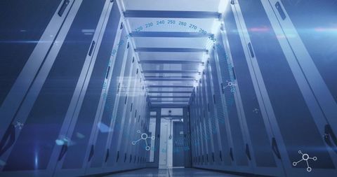 Futuristic Data Center with Digital Overlay Illustrations - Download Free Stock Images Pikwizard.com