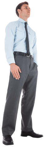 Transparent Businessman Standing with Hand in Pocket Wearing Tie