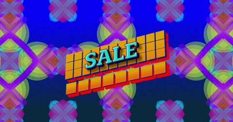 Holographic Sale Banner with Abstract Geometric Background