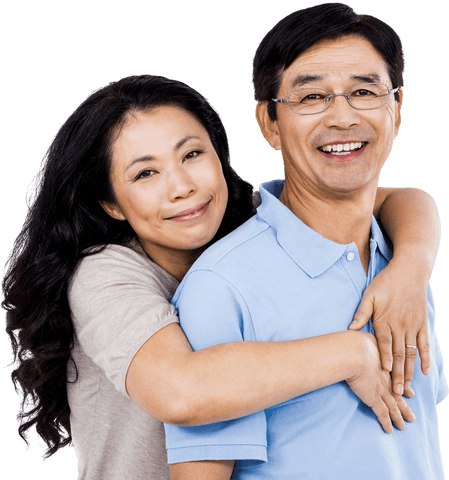 Transparent Image of Smiling Couple Embracing Warmly
