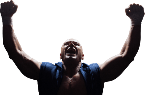 triumphant boxer shouts loudly with clenched wrists transparent background - Download Free Stock Videos Pikwizard.com