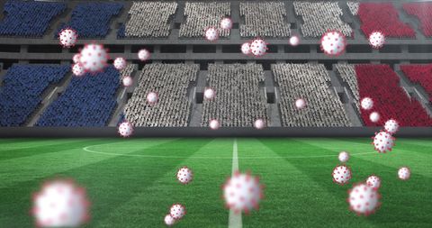 Covid-19 Cells Over French Flag in Empty Sports Stadium - Download Free Stock Images Pikwizard.com
