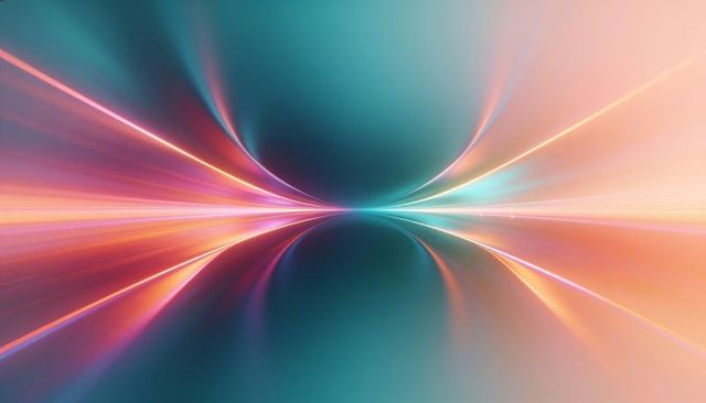 Neon speed tunnel with curved light streaks and mirror reflection gradient glow