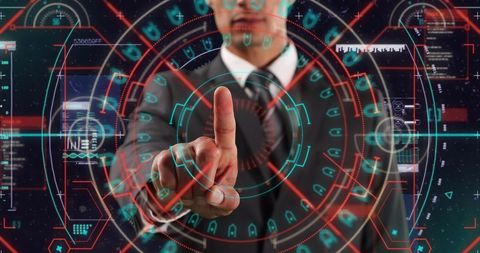 Businessman Ignites Futuristic Touchscreen Interface Innovation - Download Free Stock Images Pikwizard.com