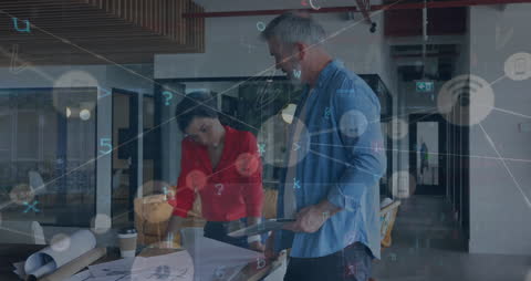 Collaborative Brainstorming in Modern Office with Digital Network Overlay