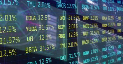 Digital financial screen displaying real-time stock market data