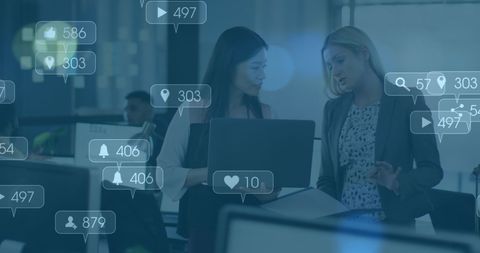 Digital Interface with Businesspeople in Office Setting - Download Free Stock Images Pikwizard.com
