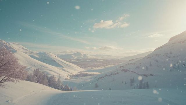 Serene Winter Sunset Over Snow-Covered Valley