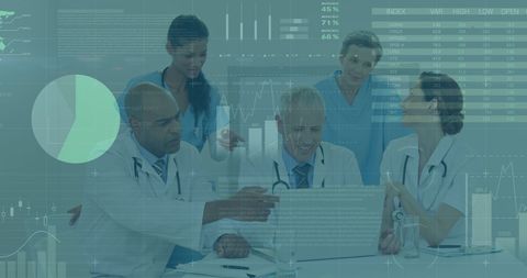 diverse doctors analyzing data with laptop in medical office - Download Free Stock Images Pikwizard.com