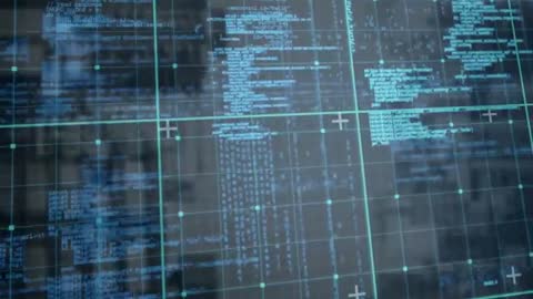 Futuristic Digital Data Visualization with Code Streams