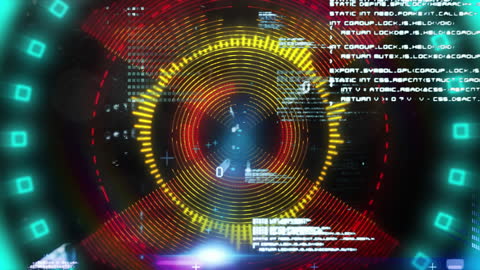 Futuristic Data Processing Animation with Neon Lights