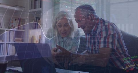 Senior Couple Engaging with Financial Data Analysis