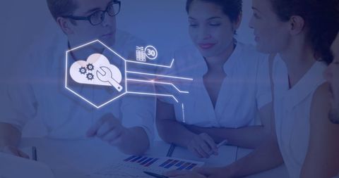 Business professionals analyzing data for strategic planning