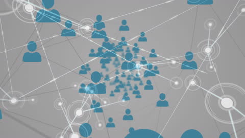 Digital Networking with Profile Icons on Grey Background
