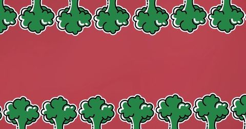 Broccoli Illustrations on Vibrant Red Backdrop for Eco Themes
