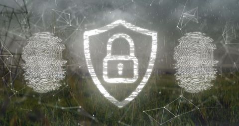 Digital Security Concept with Lock and Fingerprints Overlay - Download Free Stock Images Pikwizard.com