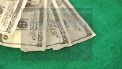 Abstract Animation of Data Overlapping US Dollar Bills
