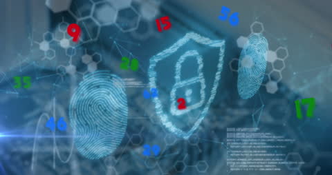Futuristic Cybersecurity Concept with Biometrics and Encryption