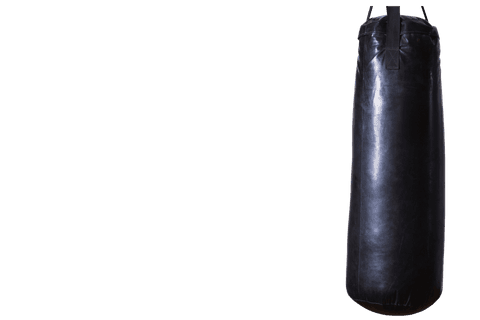 Black punching bag on transparent background for fitness concepts