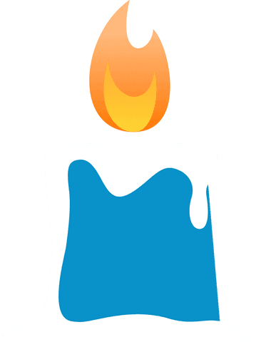 Transparent blue candle dripping wax with flame illustration